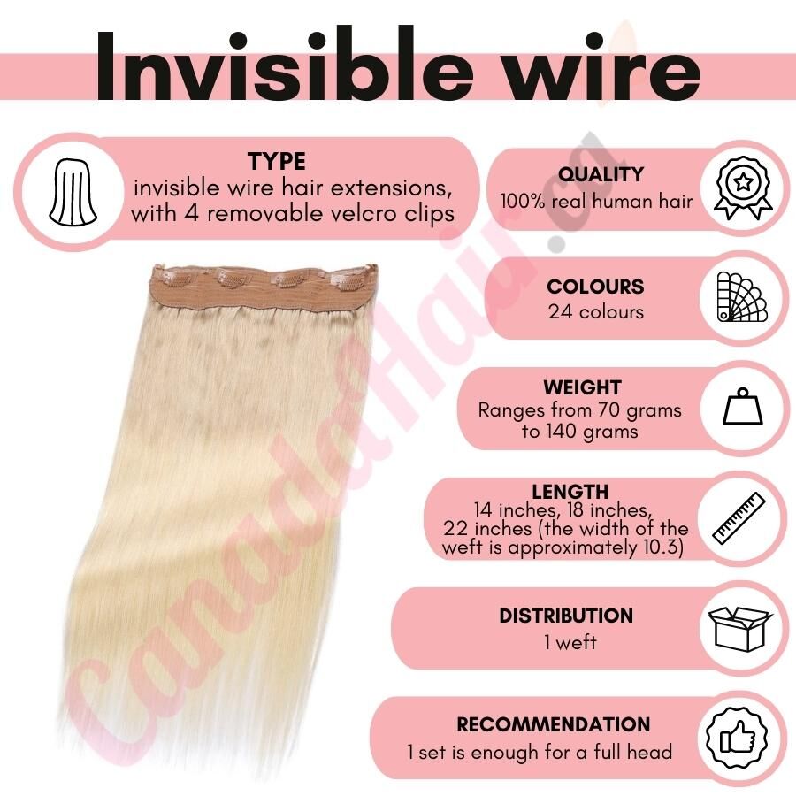 Ombre Ash Blonde Invisible Wire Hair Extensions Real Human Hair