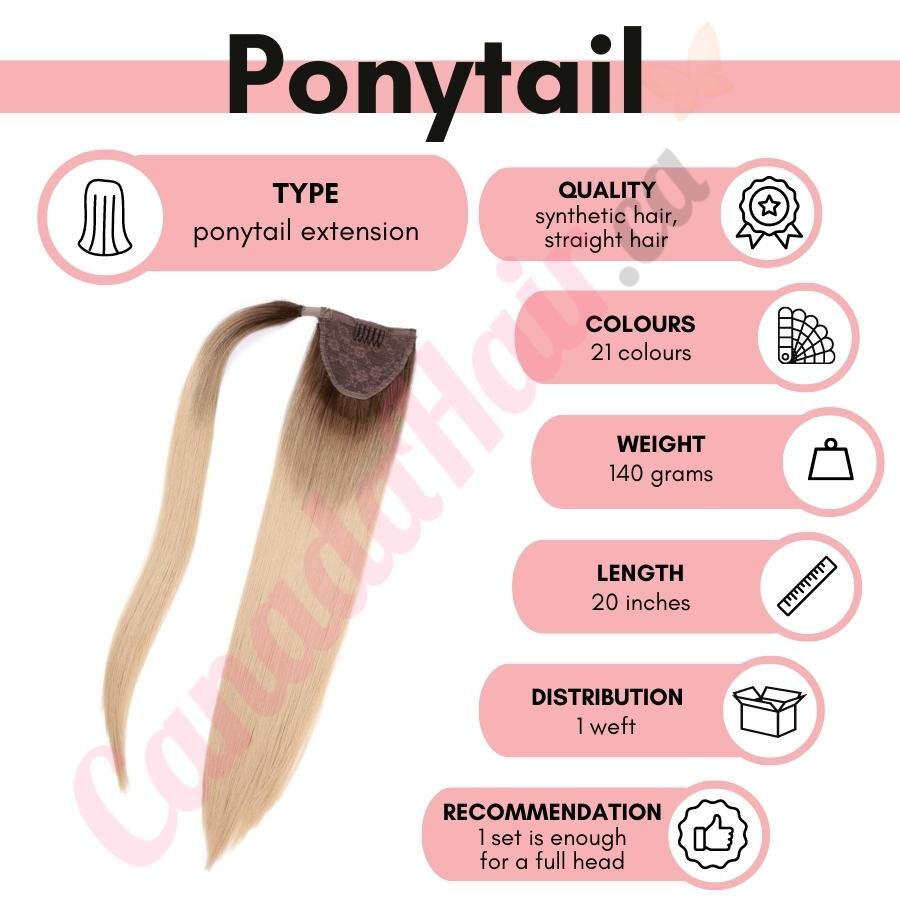 Blonde Ombre Extension Synthetic  Ponytail Extensions Blonde Pink