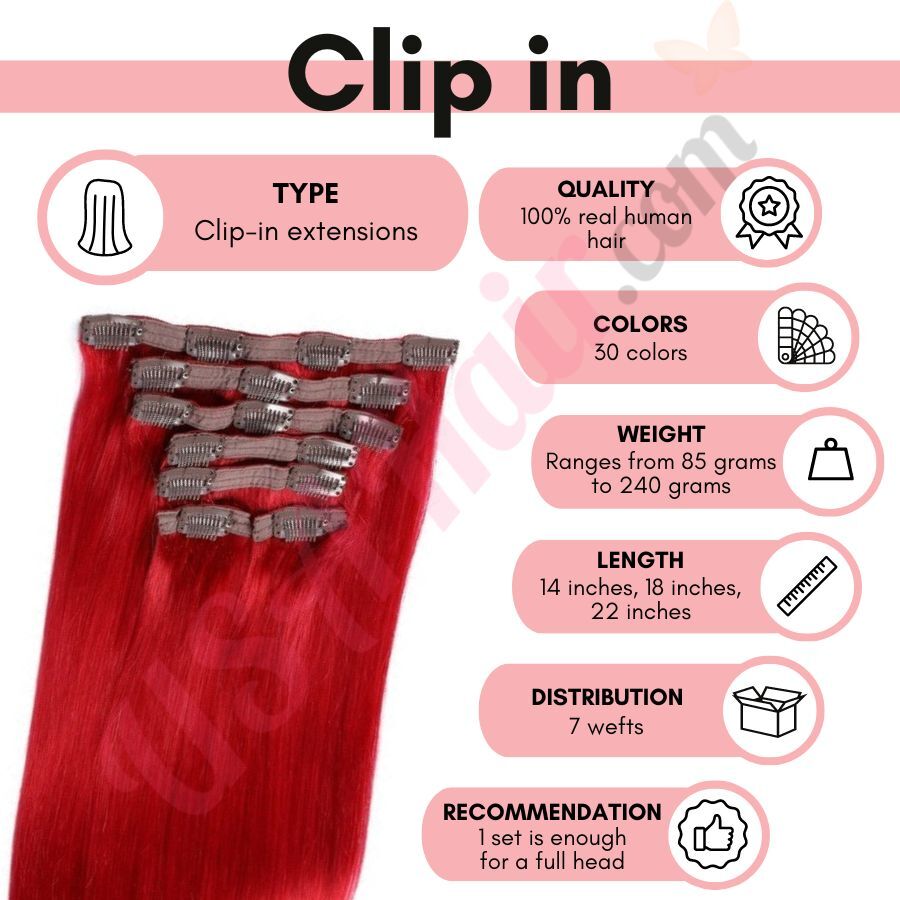 Clip in Extension Human 14 Red