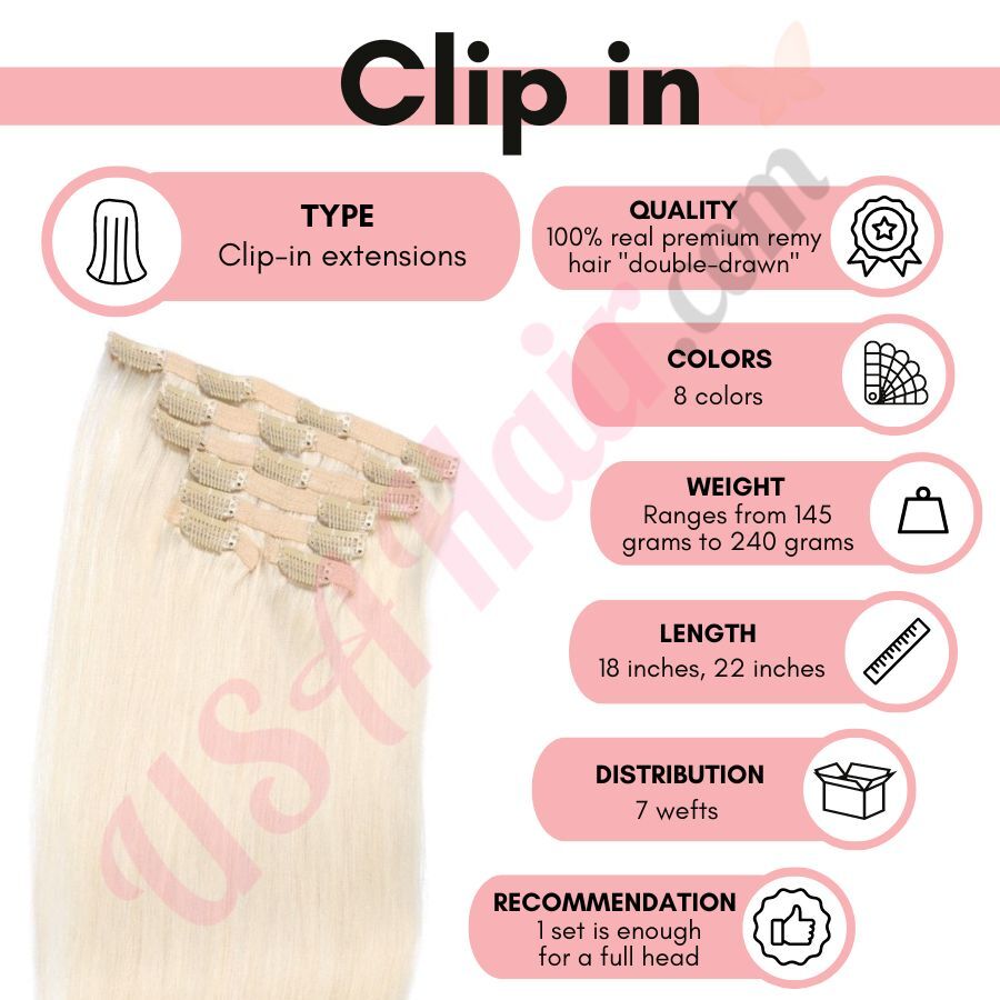 Platinum Blonde Clip in hair extensions Indian Remy Hair Platinum Blonde