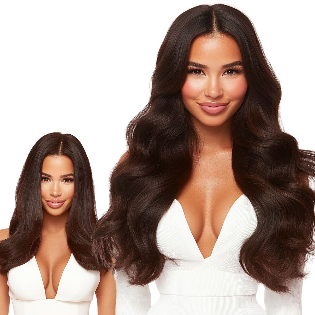 22 inch Clip-ins Thick Human Hair Dark Brown #2 155g