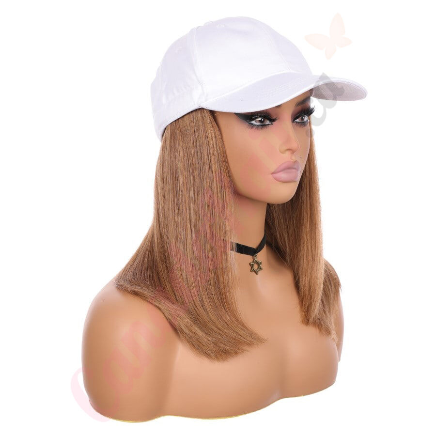 Light Brown 8 Wig Hat Human Hair