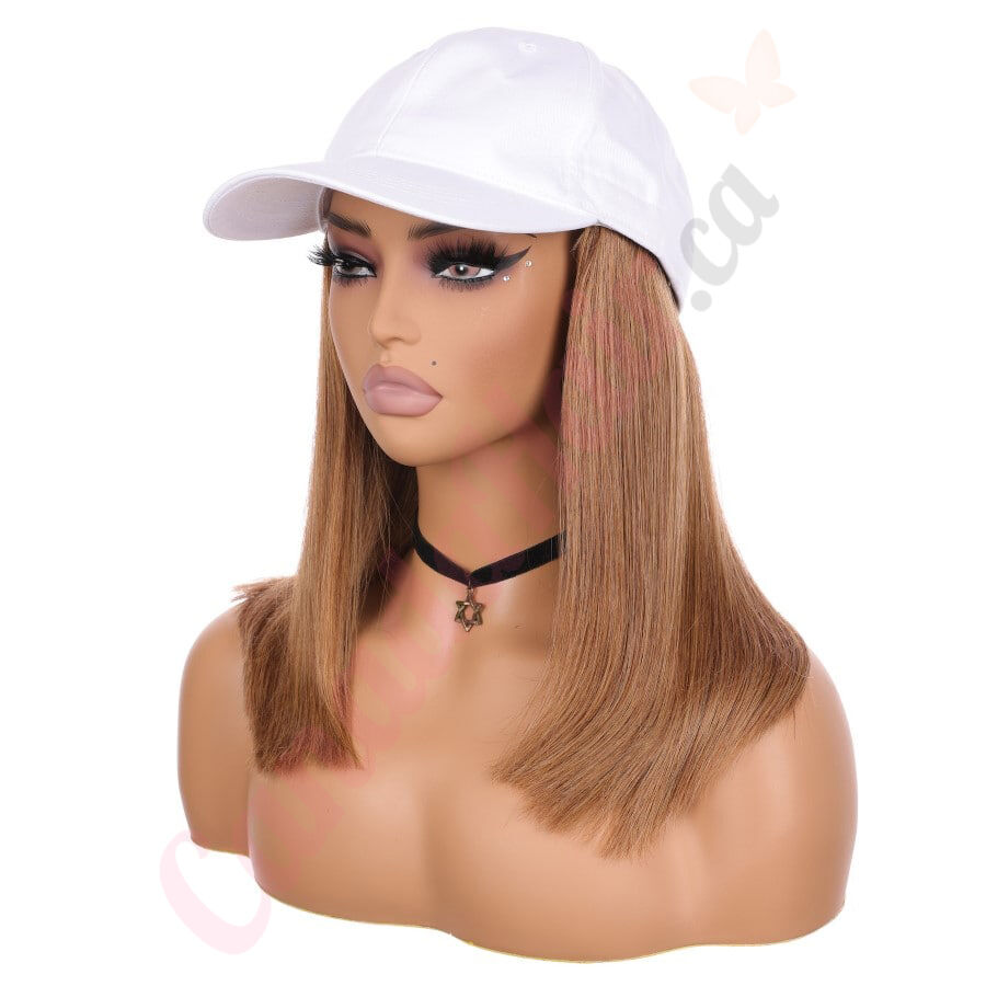 Light Brown 8 Wig Hat Human Hair