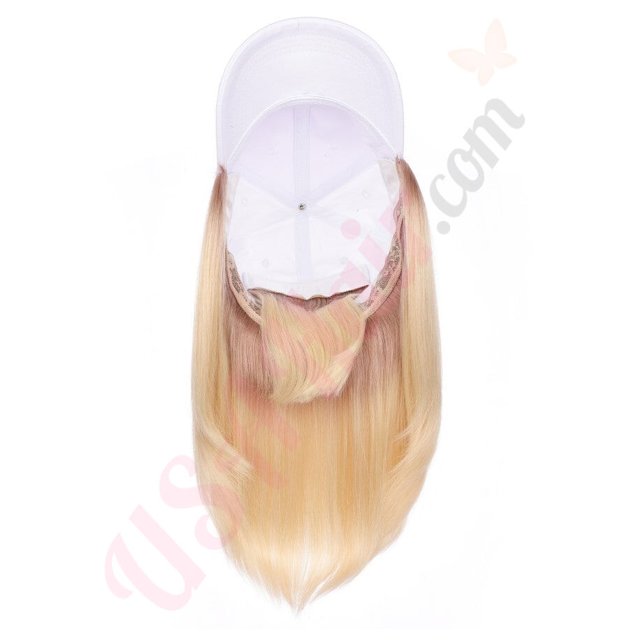 Ombre Ash Blonde Wig Hat - Human Hair