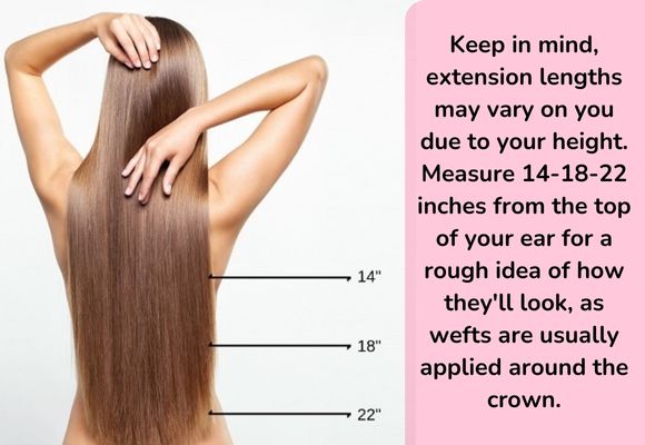 Hair length chart for Clip-in extensions volumizing wefts