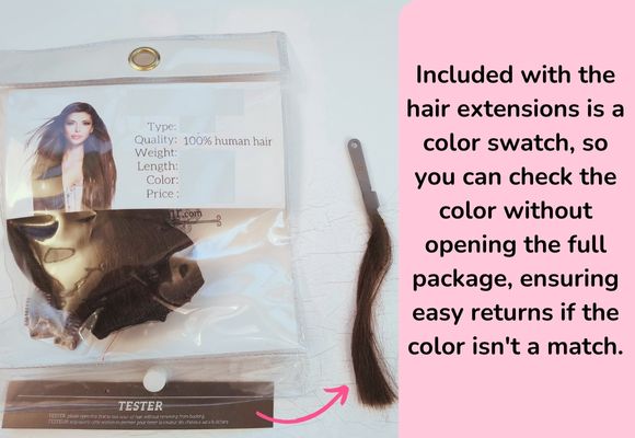 Hair extensions packaging colour tester