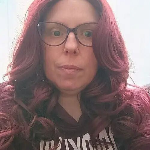 Customer wearing wigs