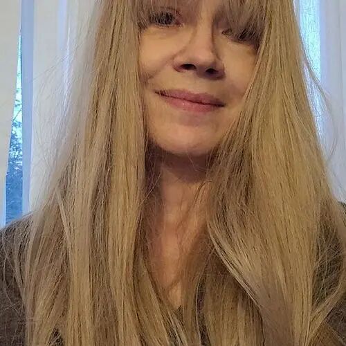 Customer wearing wigs
