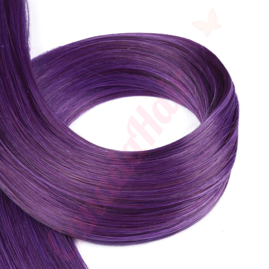 Human hair extensions keratin purple hotsell