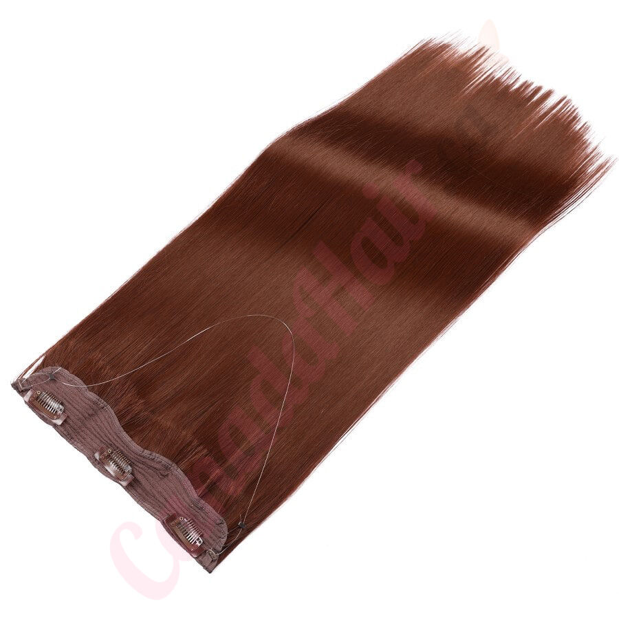 Dark auburn Invisible Wire Hair Extensions Synthetic Hair Dark auburn