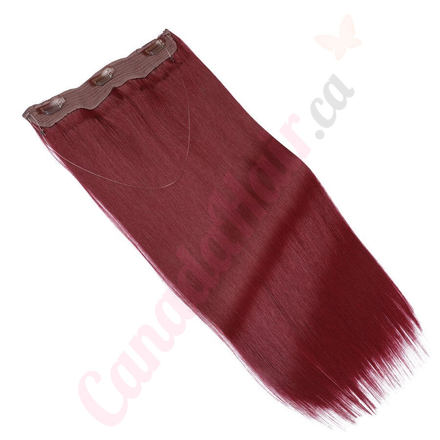Burgundy Invisible Wire Hair Extensions Synthetic Hair Burgundy