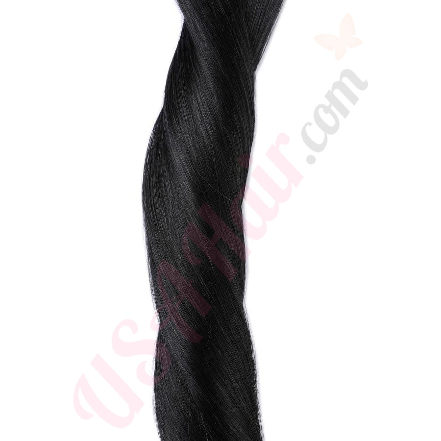 Jet Black Invisible Wire Hair Extensions Real Hair Jet Black