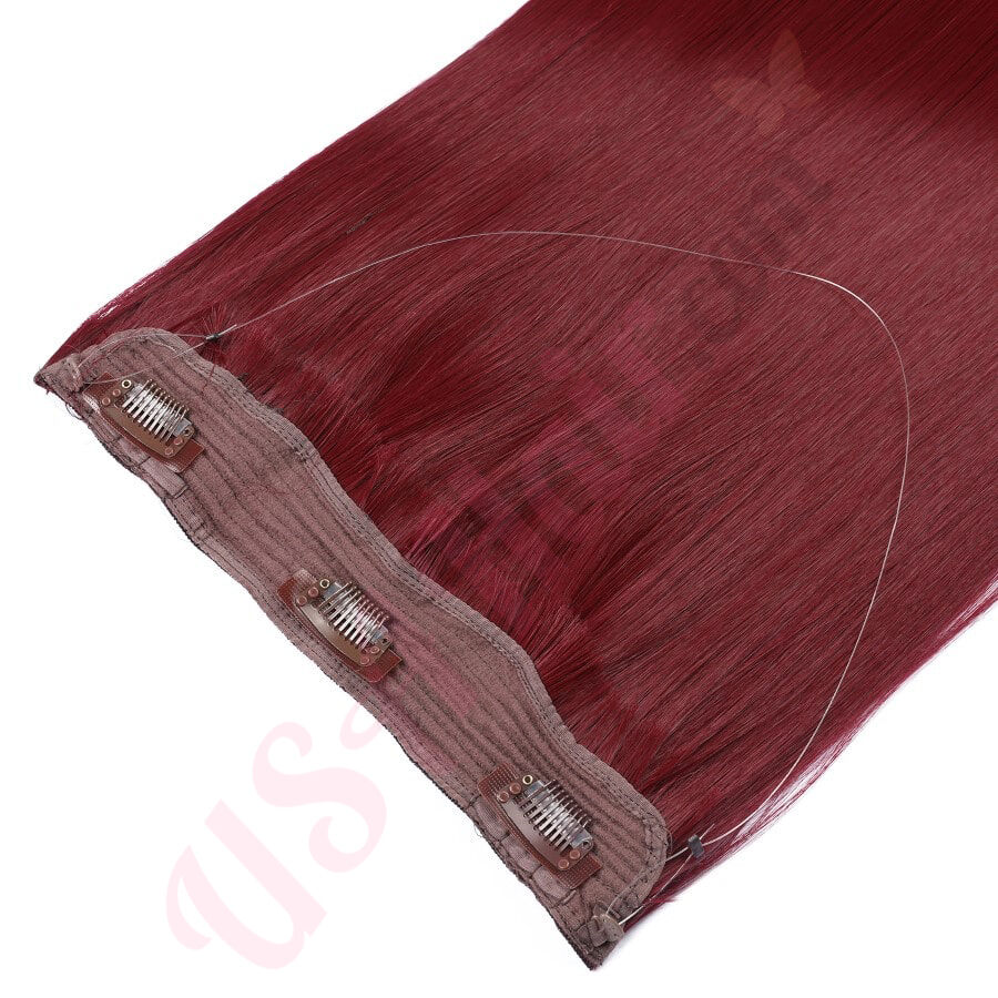 Burgundy Invisible Wire Hair Extensions Fake Hair Synthetic Hair Burgundy