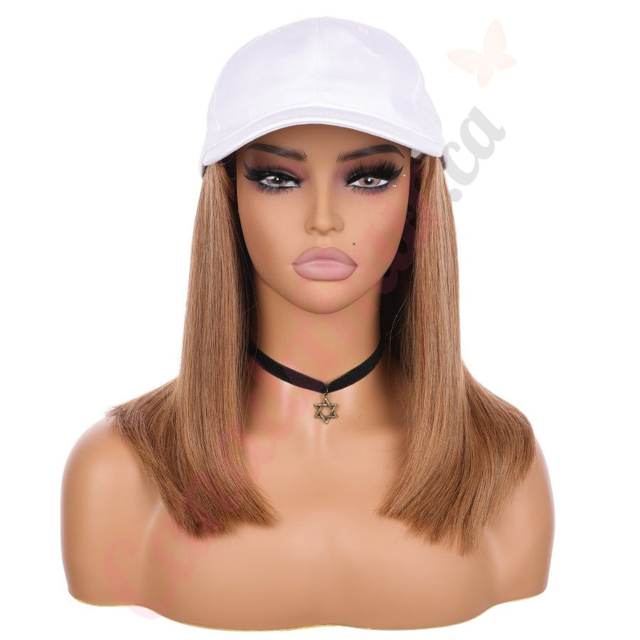 Light Brown 8 Wig Hat Human Hair