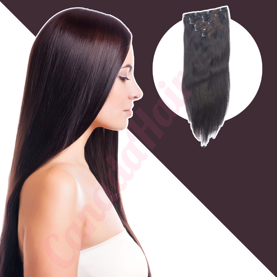 1b Clip In Hair Extensions Real Human Hair | Black Brown #1b Clip Ins Real  Hair