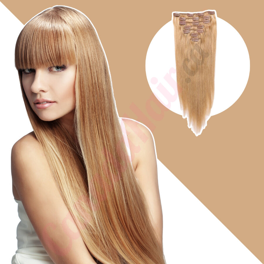Strawberry Blonde (#27) CLIP IN hair extensions 100% real hair (human hair)