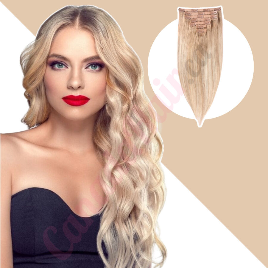 Dark Blonde Balayage Clip in hair extensions Real Human Hair Dark Blonde  Balayage