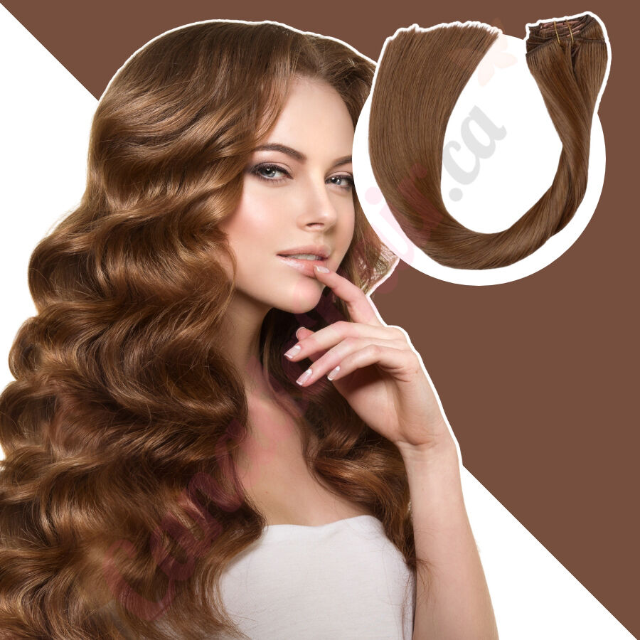 Chestnut Brown (#6) CLIP IN hair extensions synthetic hair