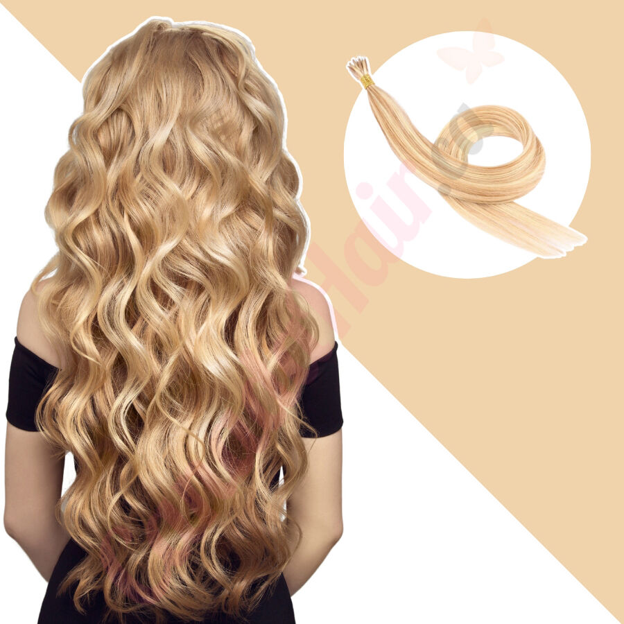 Strawberry Blonde & Bleach Blonde #27/613 Nano-rings Hair Extensions (Nano-Beads)  - Human Hair