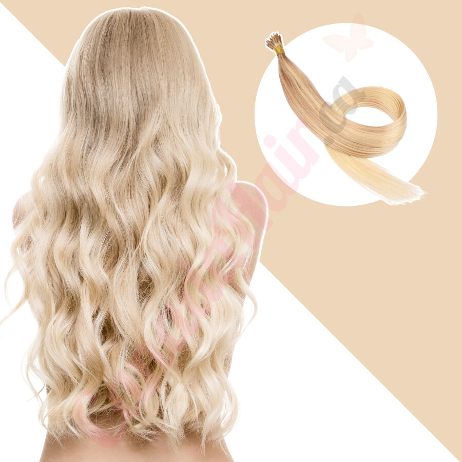 Light Blonde Ombre nano beads hair extensions, nano rings