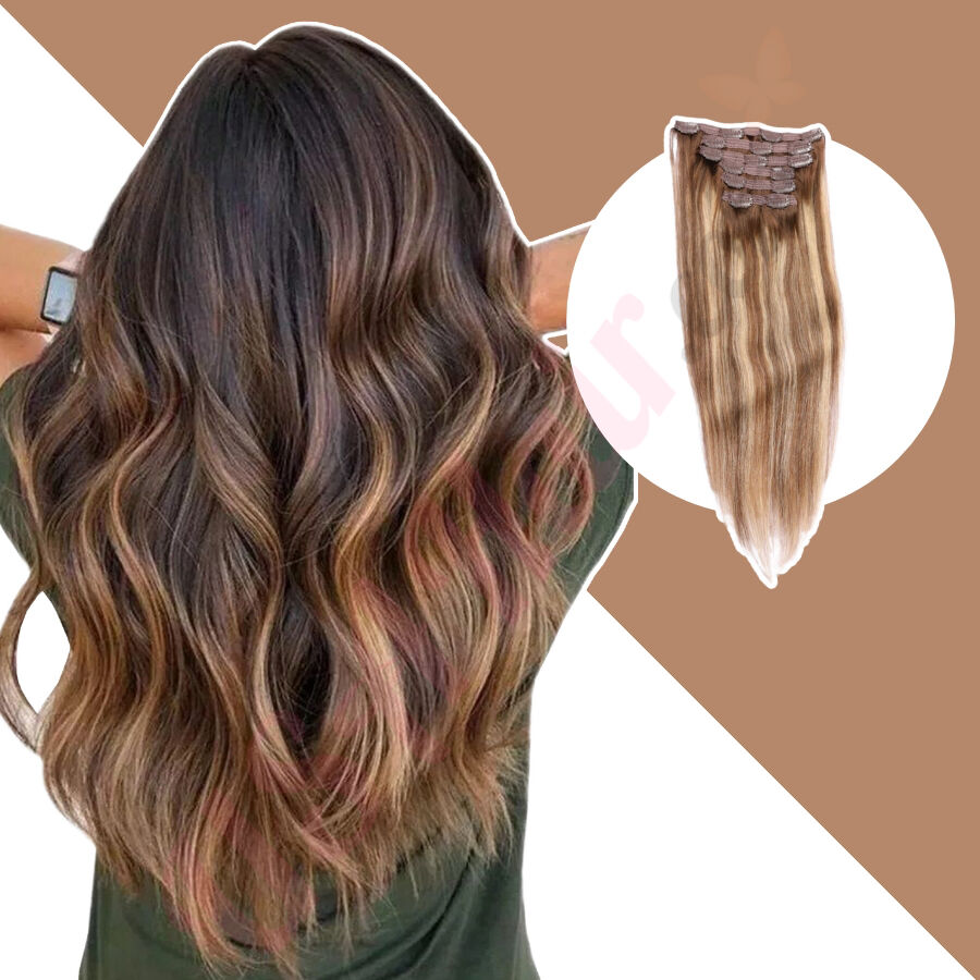 Ombre Balayage Clip in hair extensions Real Hair Ombre Balayage