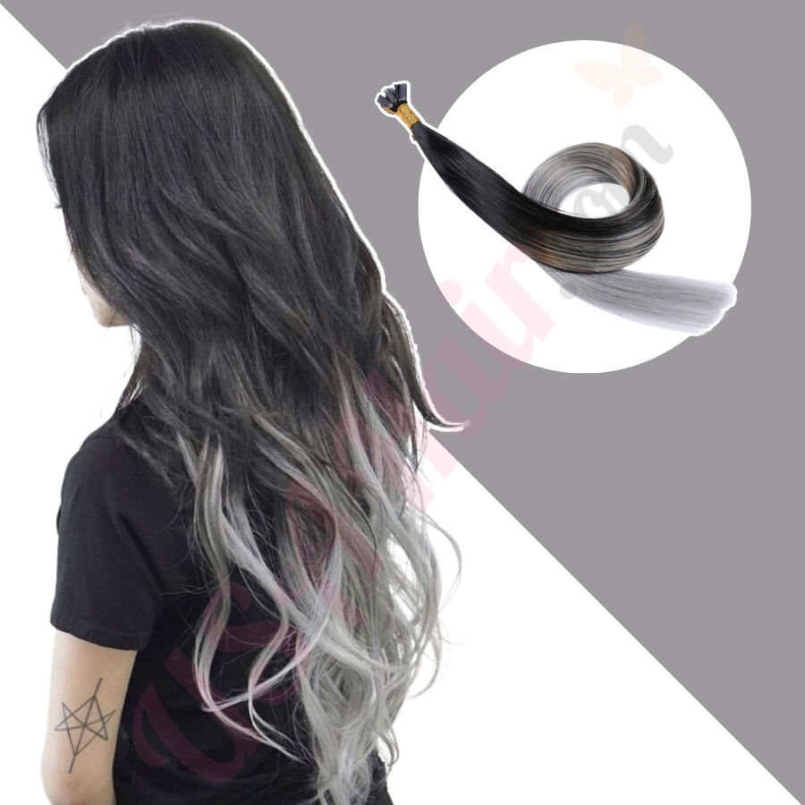 Ombre Grey FUSION hair extensions 100% real hair (human hair) Qty: 20  strands