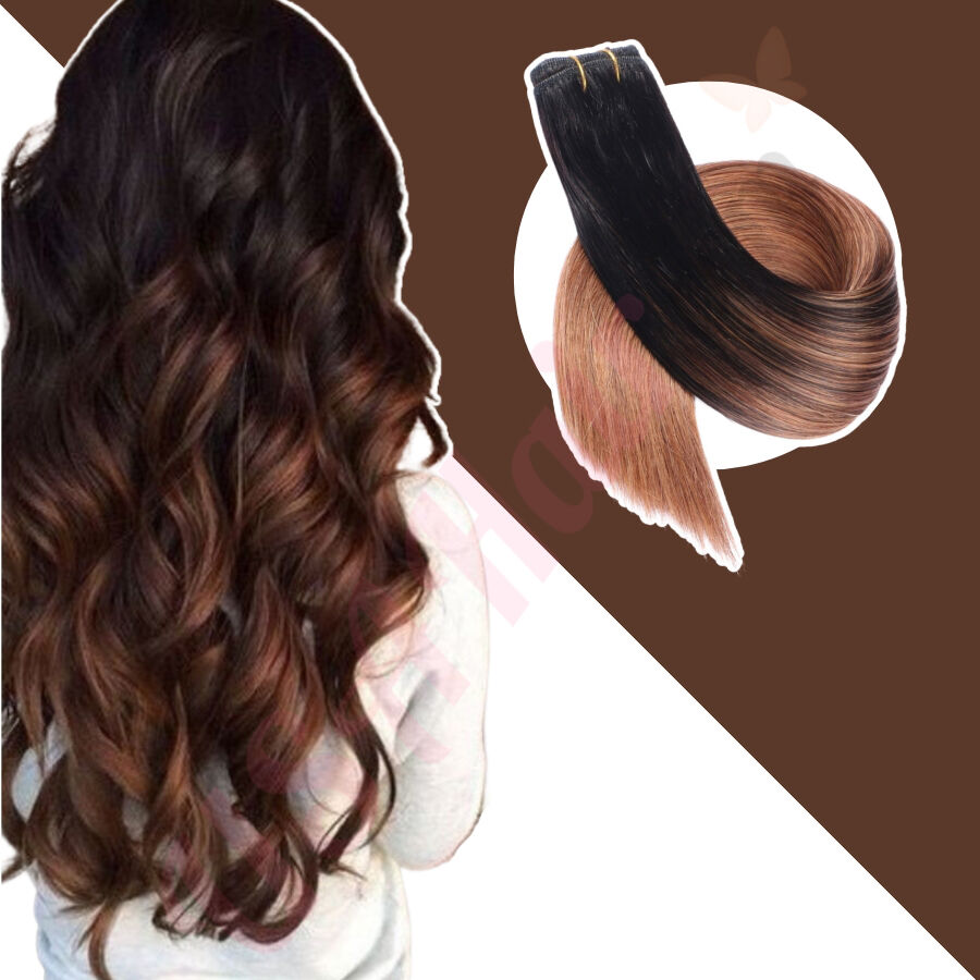 Chestnut Brown Ombre sew in hair extensions, remy hair weaves wefts Real  Hair Chestnut Brown Ombre