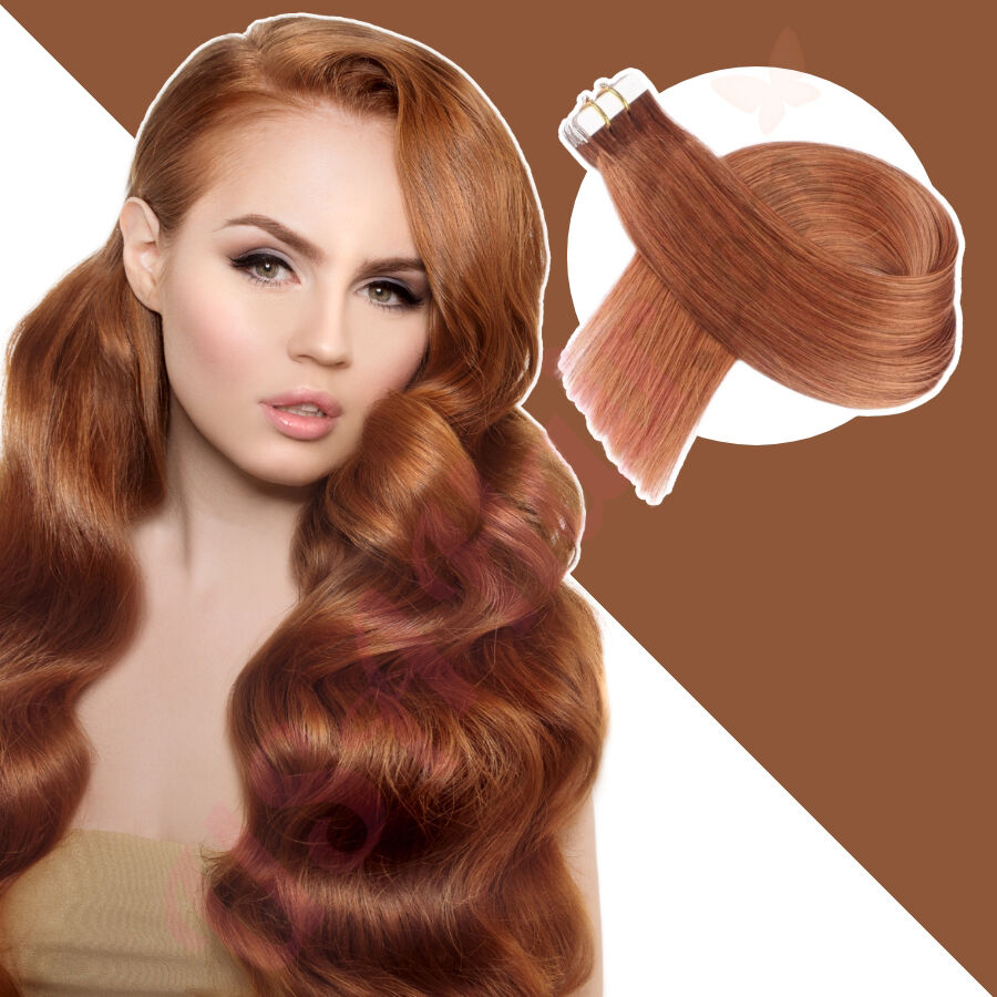 Ginger Tape In Hair Extensions, Real Hair Ginger Tape in Extensions