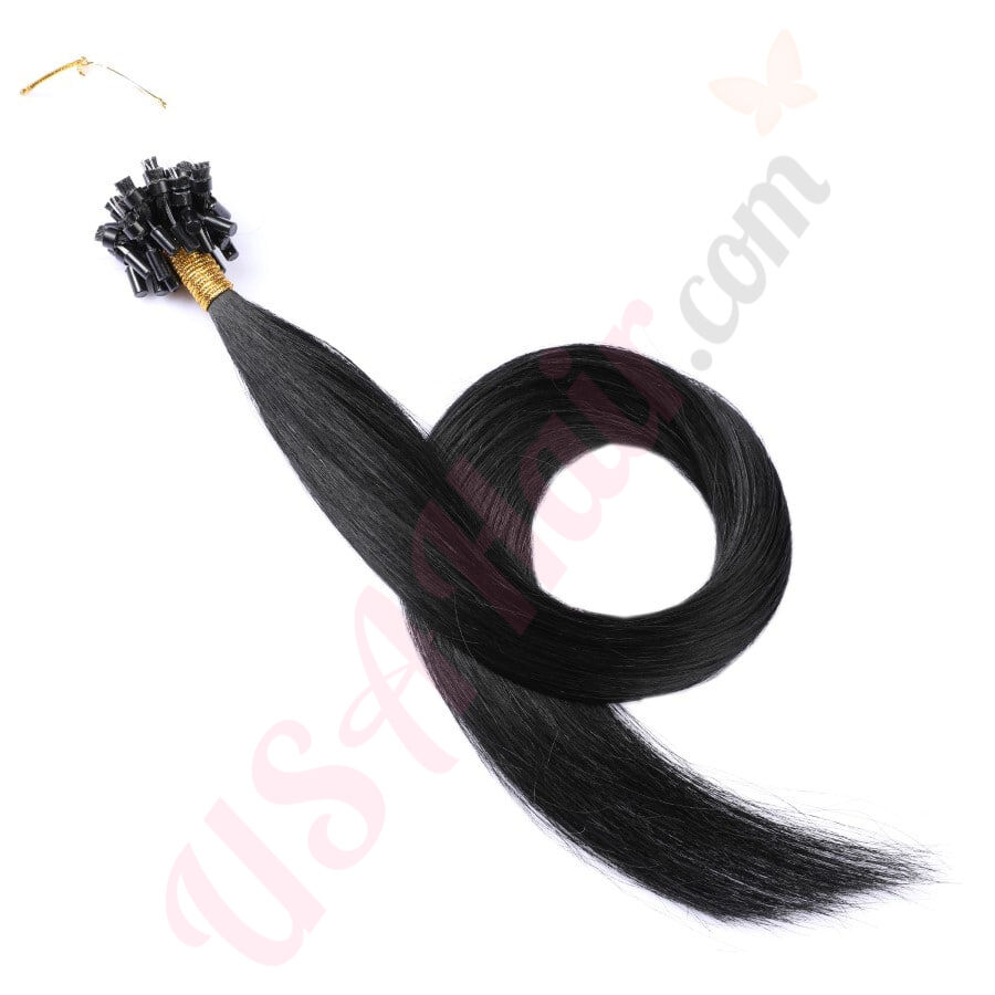 US Micro Ring Loop Tip Remy Human Hair Extensions Silky Straight Micro Bead  Link