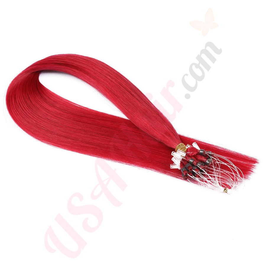 Microbead Hair Extension - Red | Human Hair