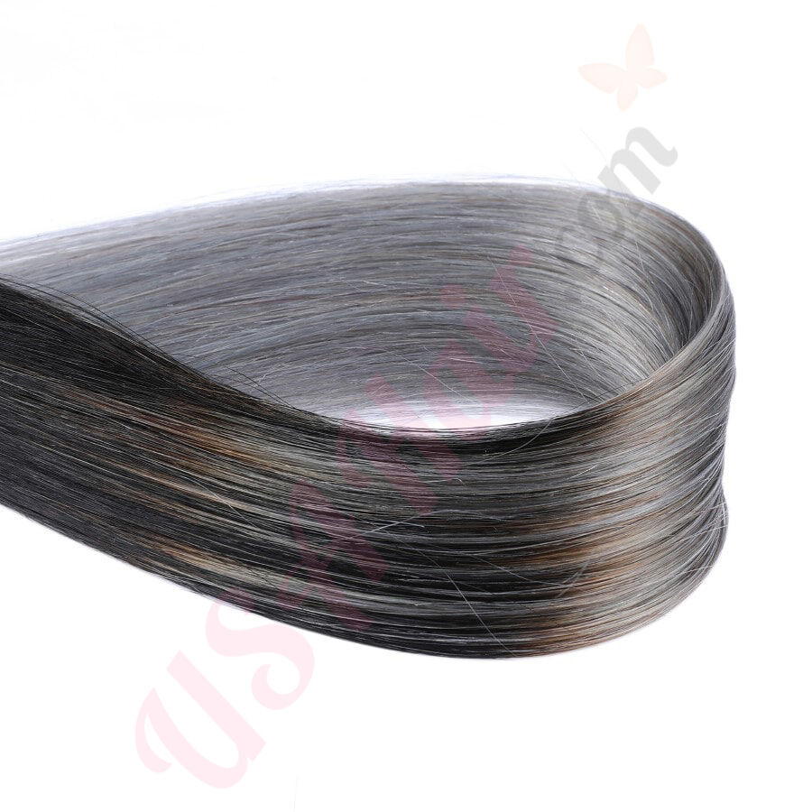 Human hair tape popular in hair extensions, gray ombre