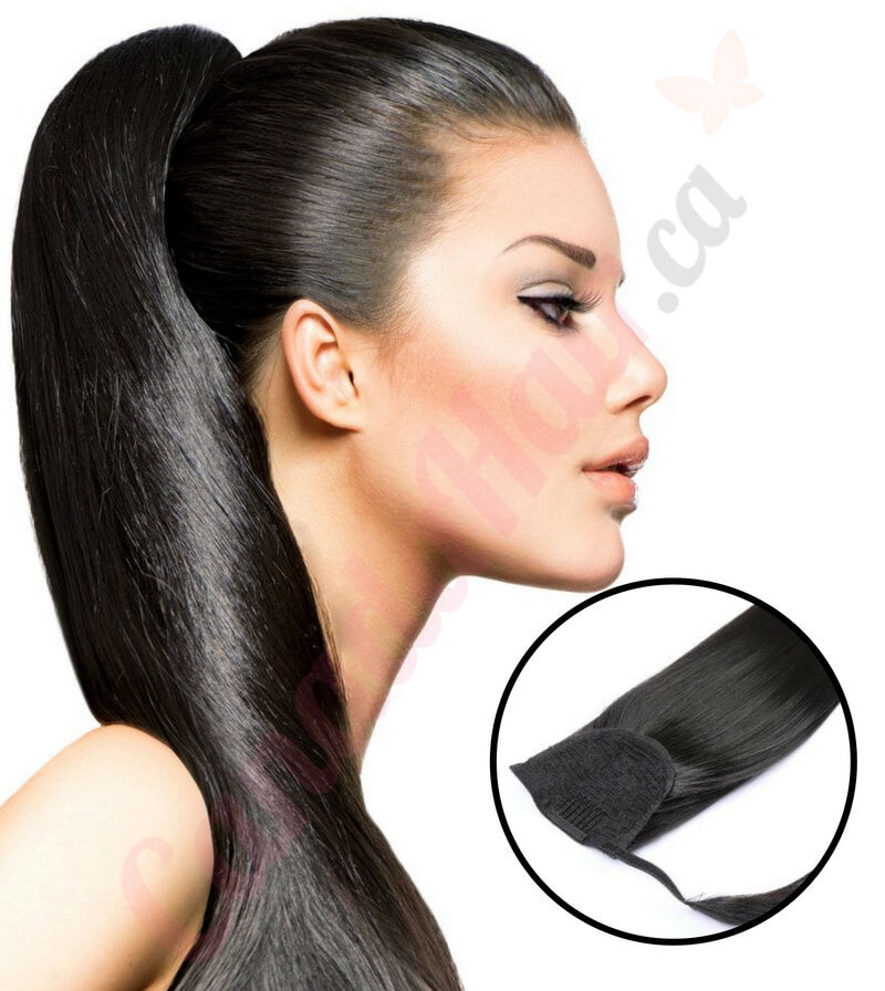 Brown Ponytail Extensions, Hair on Elastic Band, Synthetic Hair Extension  on Hairband, Hair Wig, Natural Brown Haired Girl 