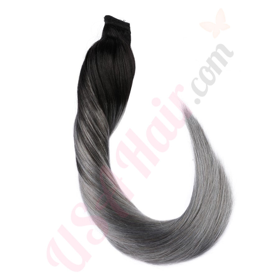 Ombre Gray ponytail hair extensions Real Hair Ombre Gray