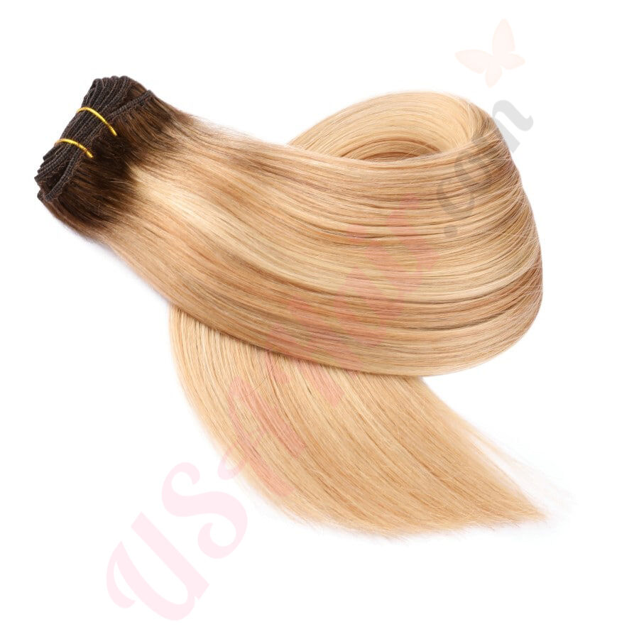 Rooted Honey Blonde Highlights sew in hair extensions, remy hair weaves  wefts Real Hair Rooted Honey Blonde Highlights