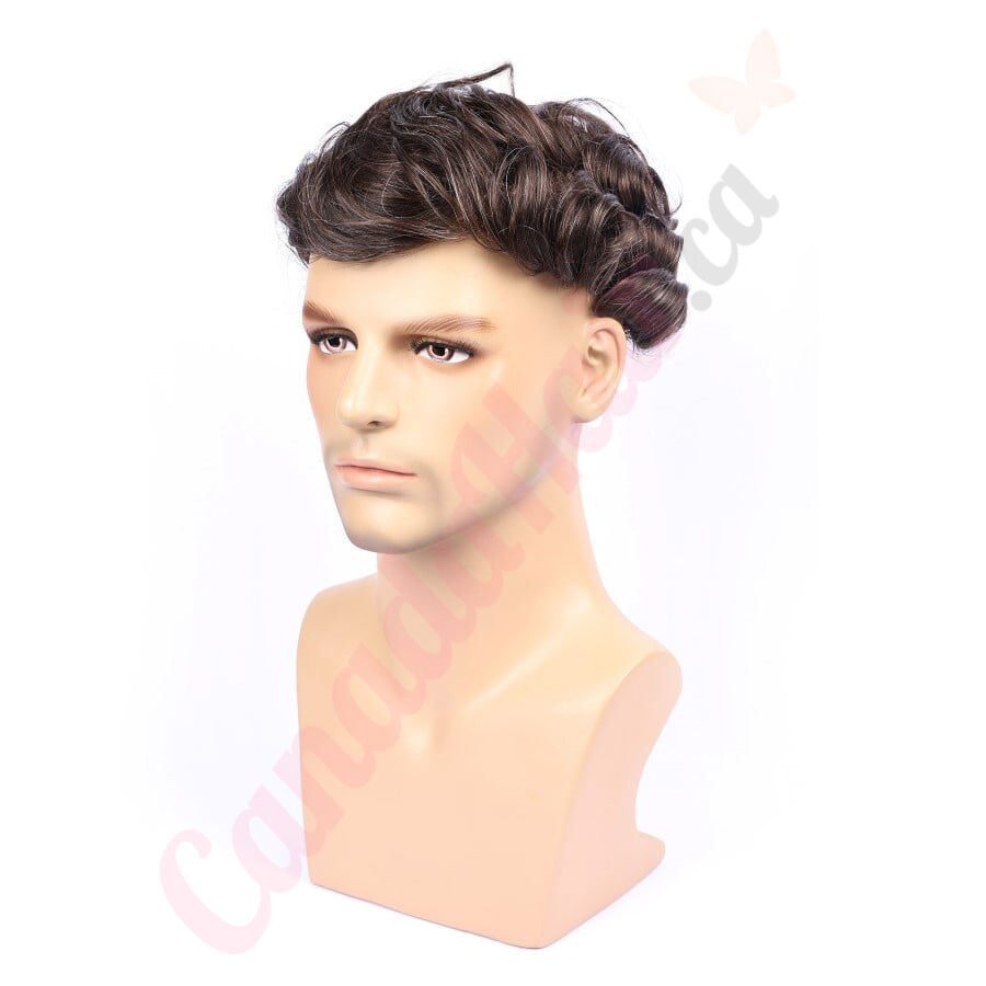 310 Mocha Brown with light gray Hair Toupee For Men Hair