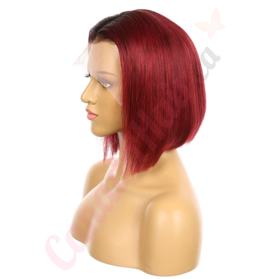 10 1bt 99j bobo Short Colour 1bt 99j Remy Human Hair Wig 10 inches Burgundy Canada Hair