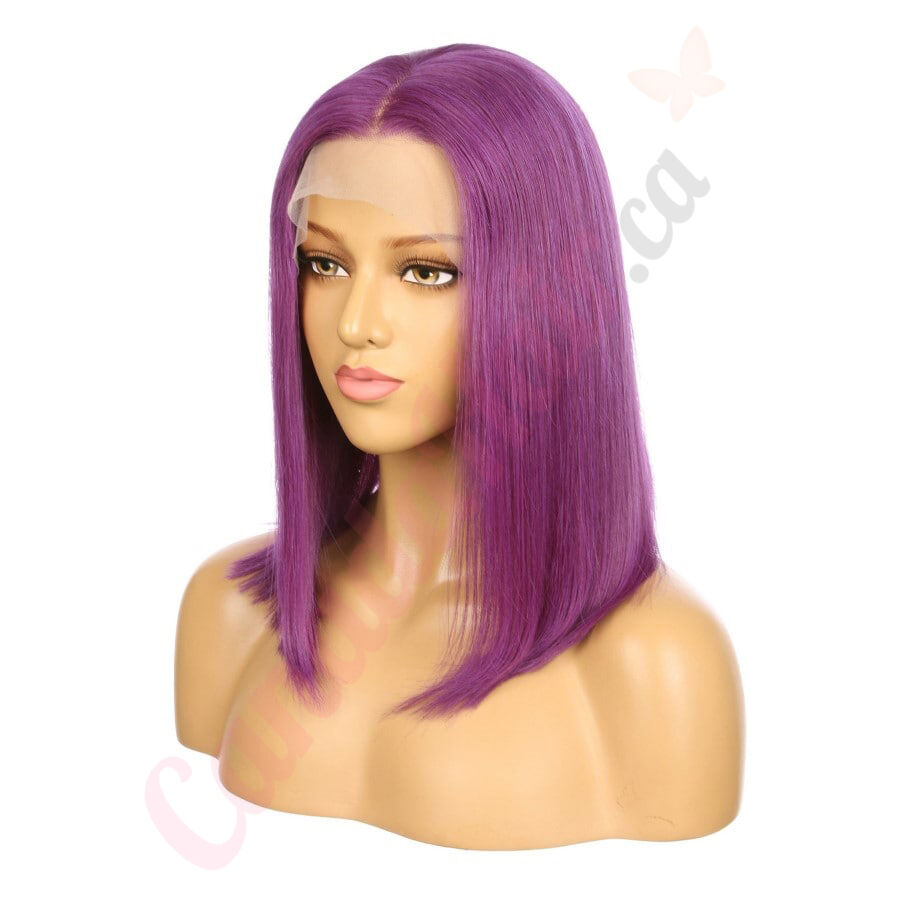 Short purple clearance lace front wig