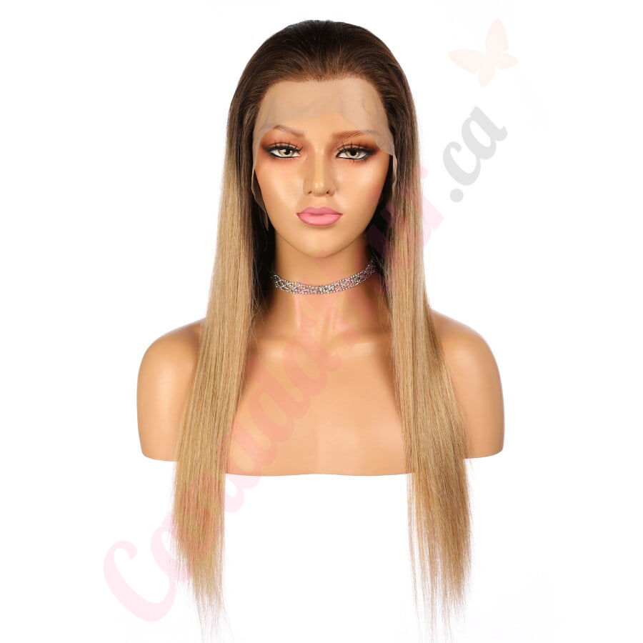 Blonde human hair wigs with bangs best sale