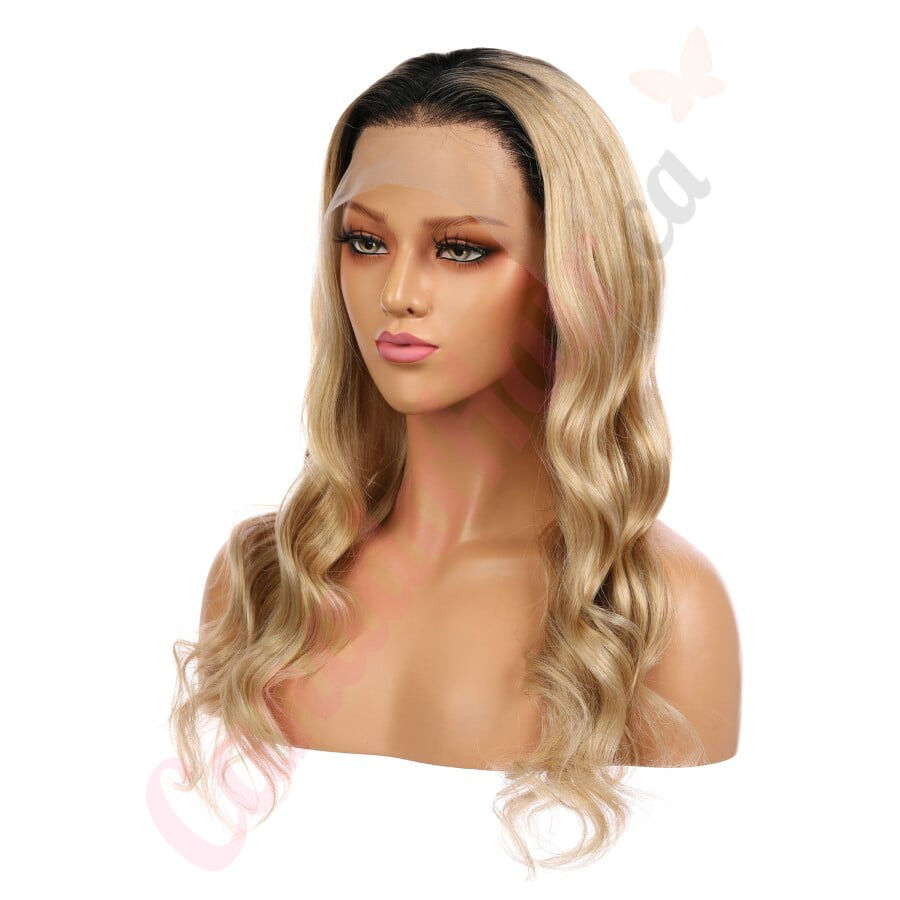 Sarah Long Ombre Blonde Remy Human Hair Wig 18 Inches