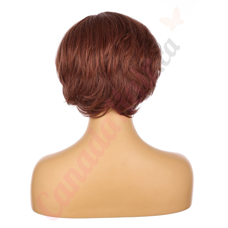 10" Auburn Short Wig 10 inch Remy Human Hair with bangs # 7-3
