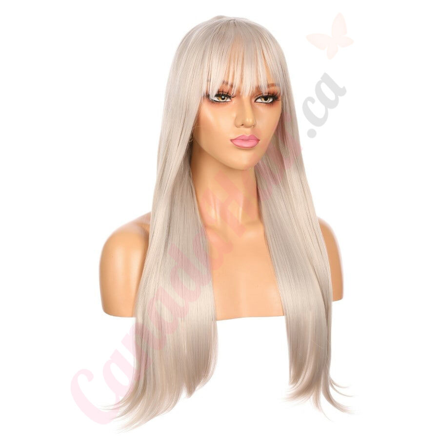 DM1707538 v4 Long White Blonde Synthetic Hair Wig With Bang