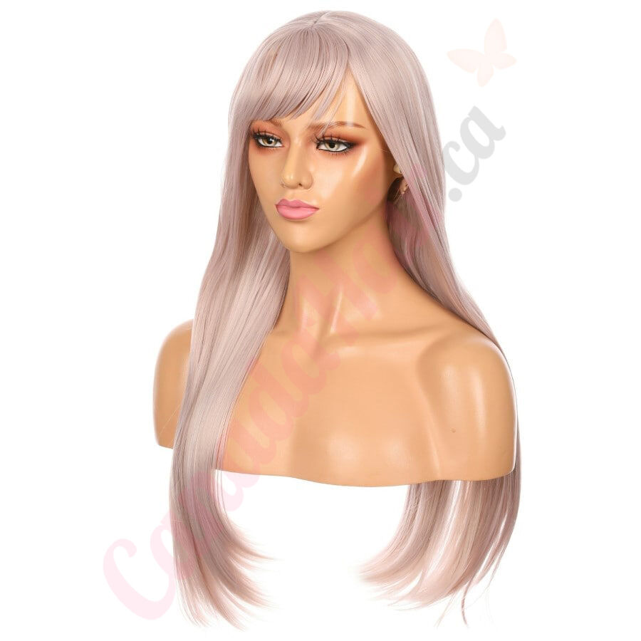 DM1707539 v4 Long Light Rose Gold Synthetic Hair Wig With Bang