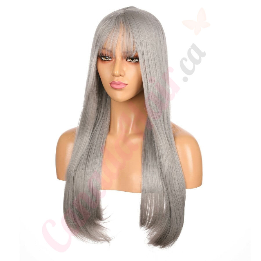 DM1707541 v4 Long Grey Synthetic Hair Wig With Bang Final Sale