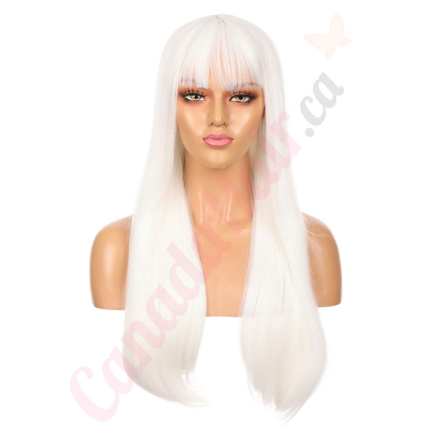 DM1707545 v4 Long White Synthetic Hair Wig With Bang Final Sale