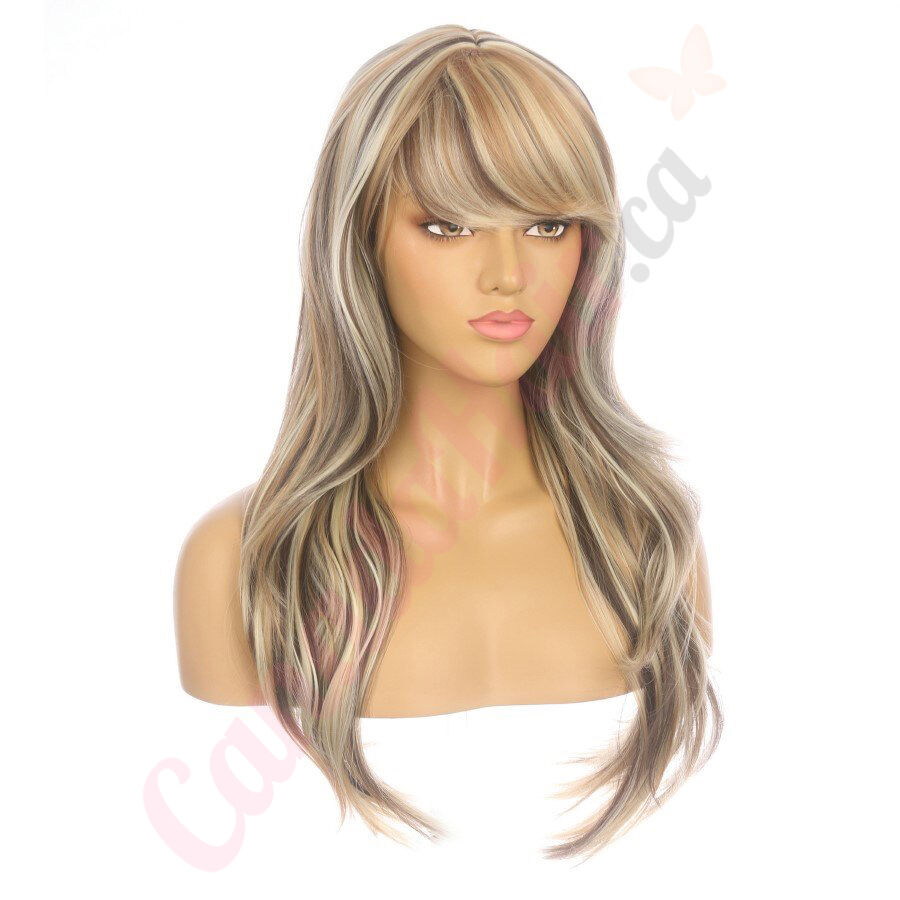 DM1810700 v4 Mixed Blonde and Brown Highlights Long Synthetic Hair