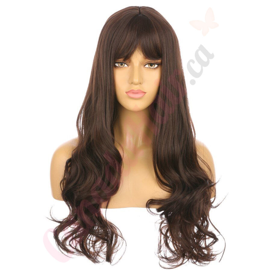 DM1810756 v4 Brown Long Synthetic Hair Wig with Bang Final Sale