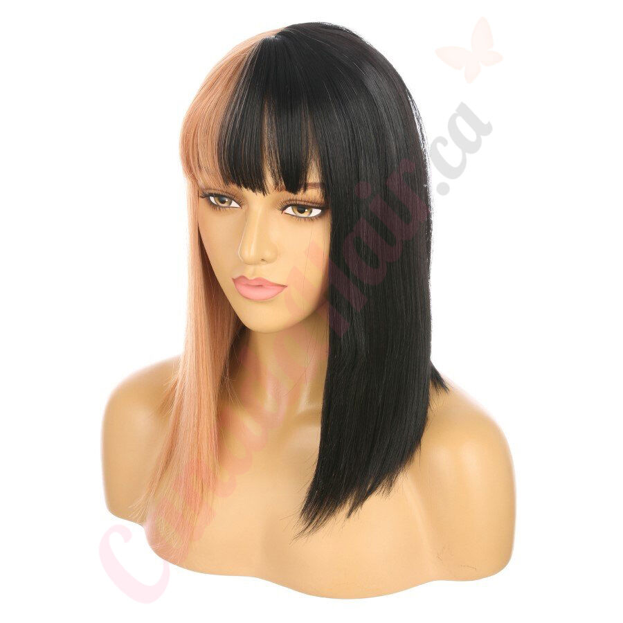 DM1810895 v4 Split Dye Short Synthetic Hair Wig with Bang Final Sale