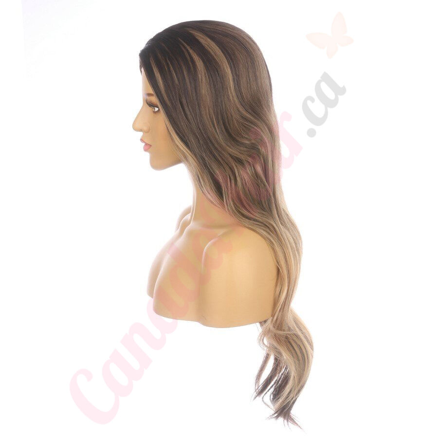 Brown wig hotsell with caramel highlights