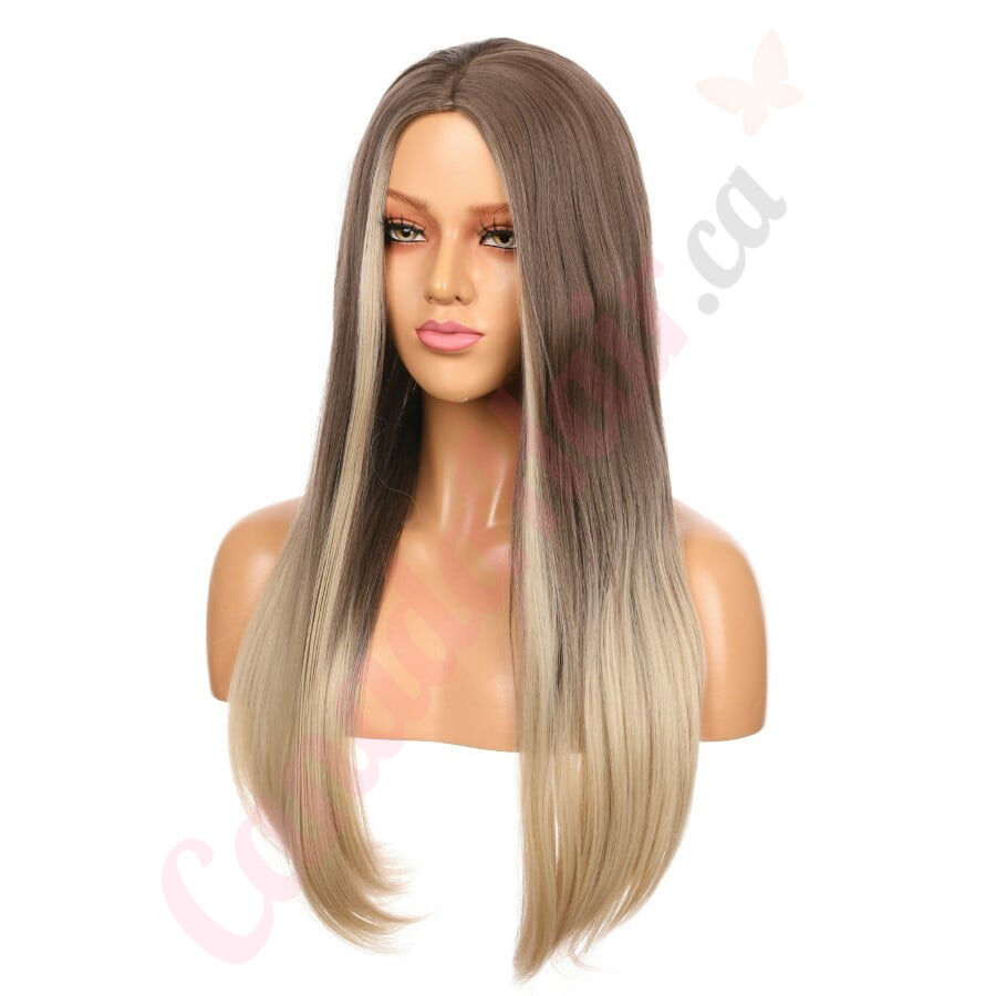 DM2031328 v4 Long Ombre Brown Blonde Synthetic Hair Wig Final Sale