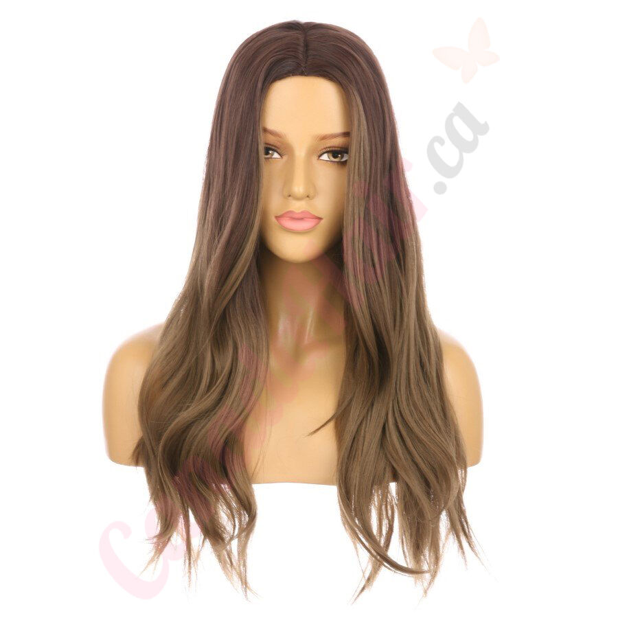 DM2031344 v4 Ombre Ash Brown Long Synthetic Hair Wig Final Sale